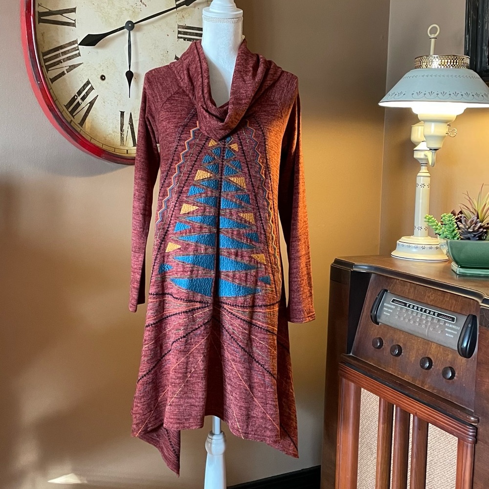 Uncle Frank Embroidered Cowl Neck Dress